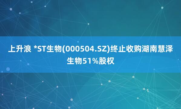 上升浪 *ST生物(000504.SZ)终止收购湖南慧泽生物51%股权